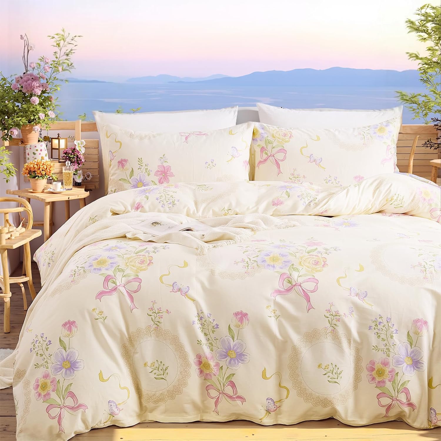 Floral Duvet Cover Queen/King  - Aesthetic Floral Duvet Cover review and price