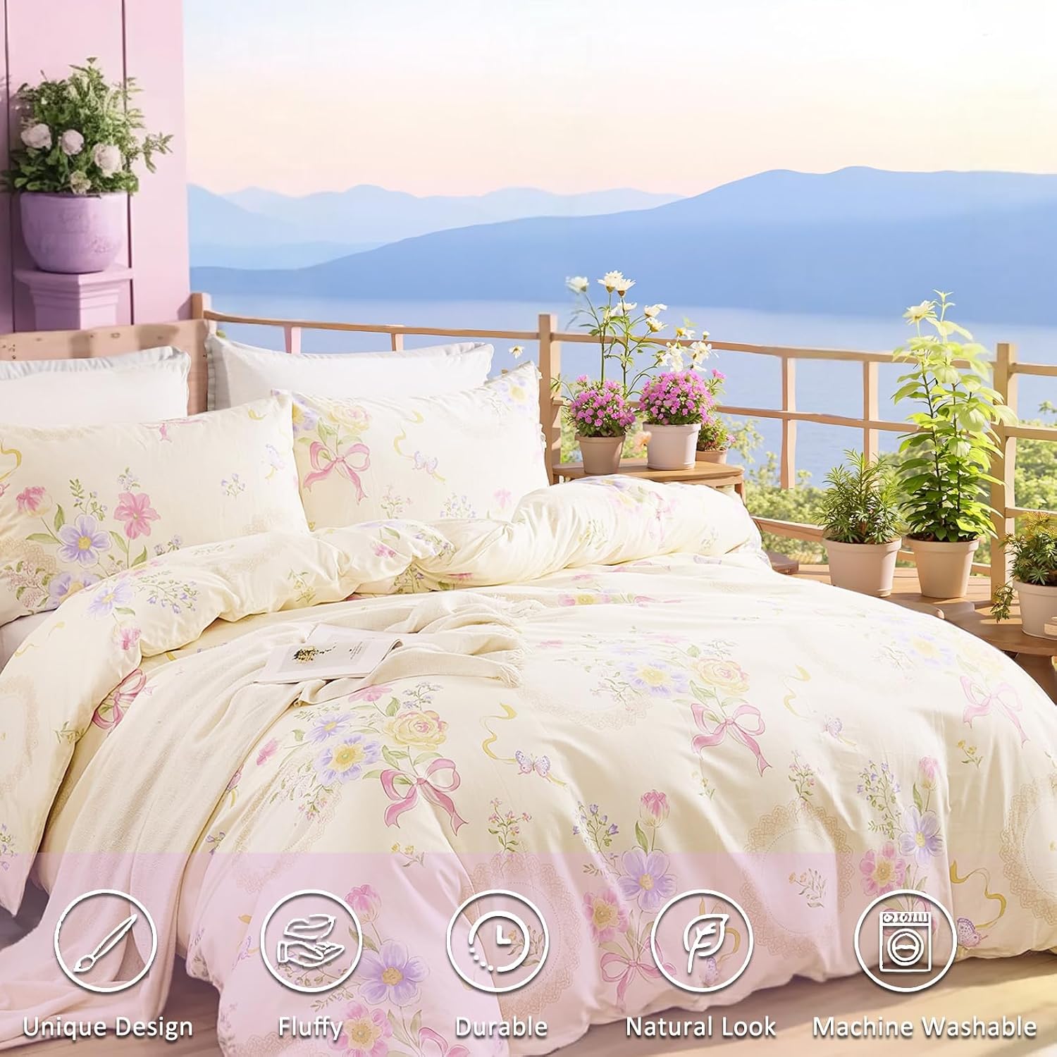 Floral Duvet Cover Queen/King  - Aesthetic Floral Duvet Cover review and price