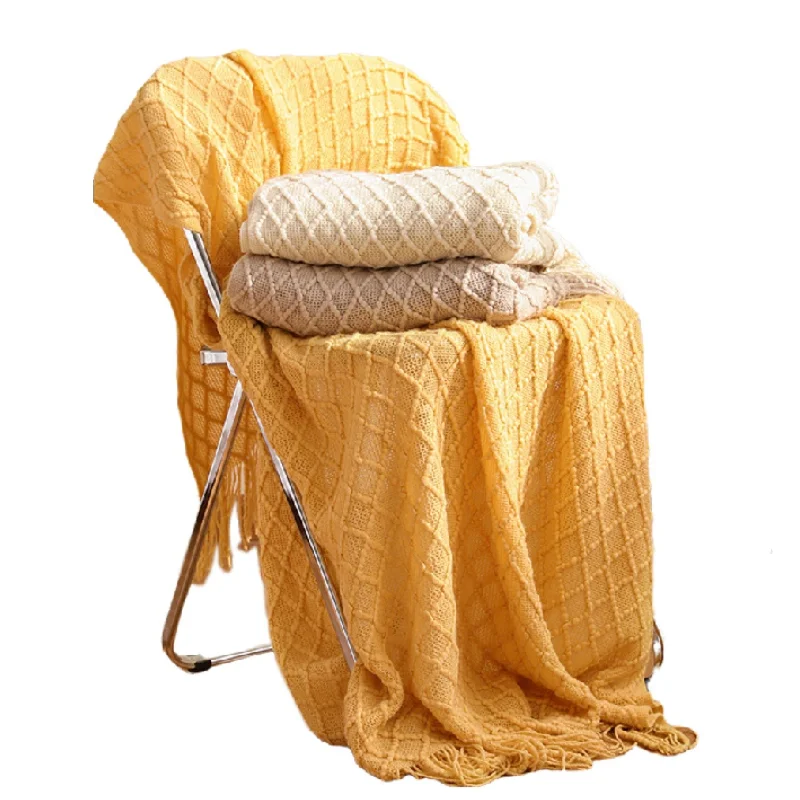 Textile City Diamond Knit Thro - Boho Throw Blanket Fringe review and price