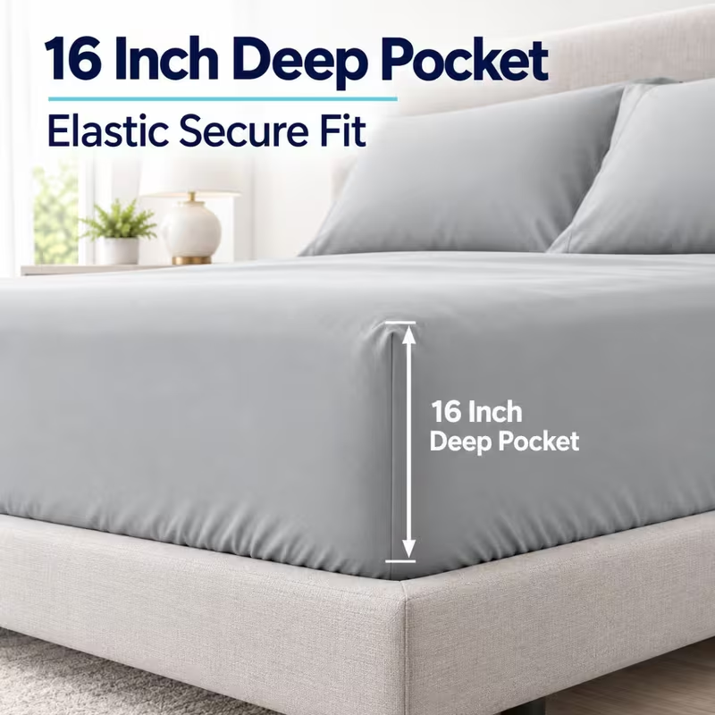 3/4pcs Bed Sheet Set, Soft Bre - Fitted Bed Sheets Deep Pocket review and price