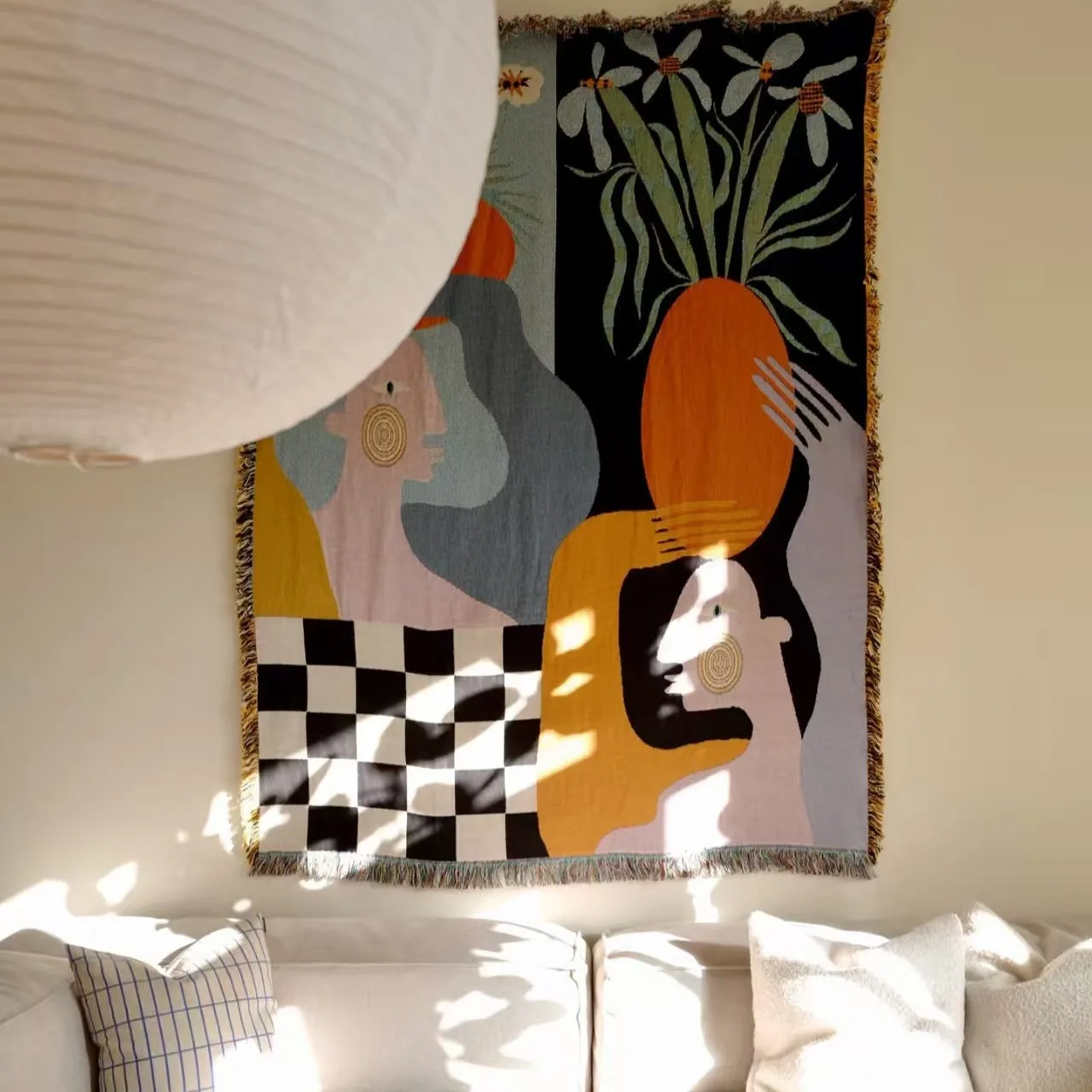 Modern Abstract Art Tapestry B - Boho Throw Blanket Fringe review and price