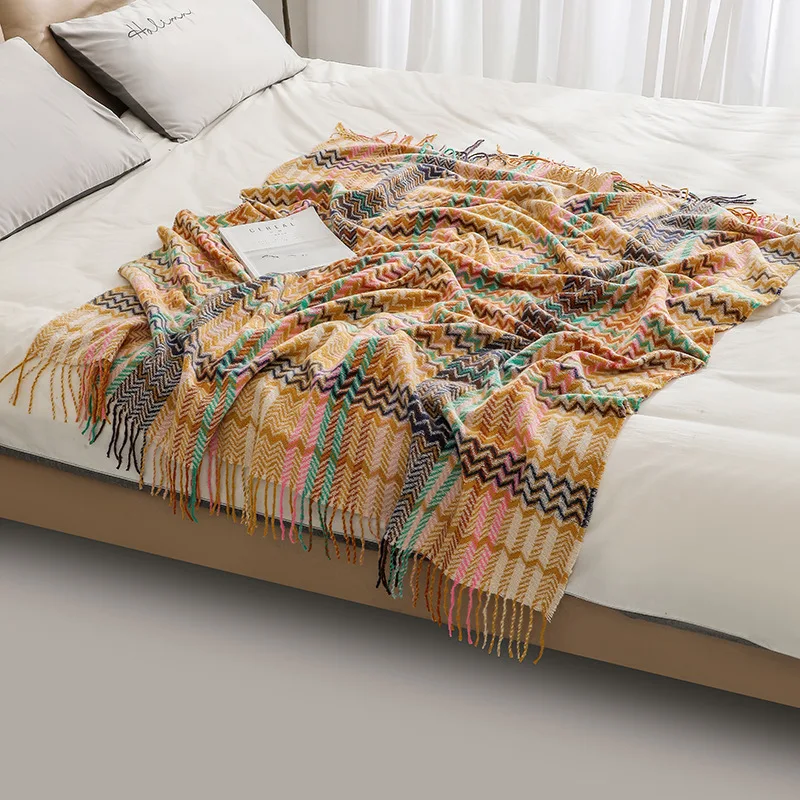 Boho Wave Throw Blanket with T - Boho Throw Blanket Fringe review and price